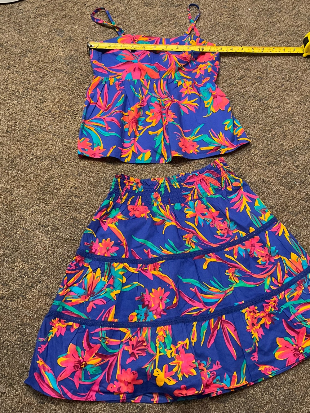 JCREW SKIRT TOP BLUE FLORAL CROCHET EYELET NWOT sz XXS
